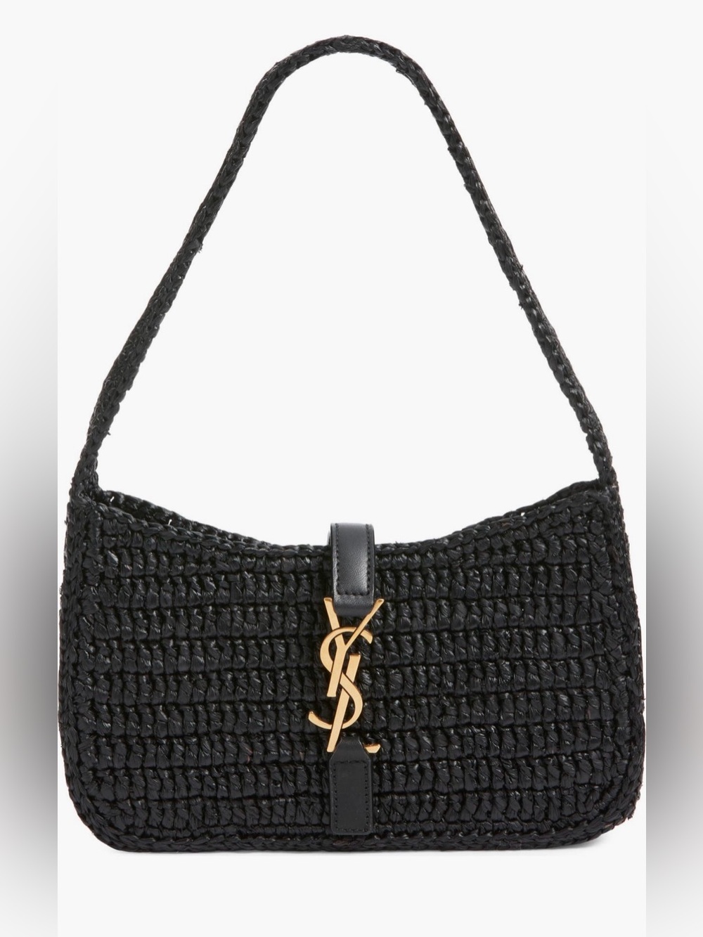 Saint Laurent Mini Le 5À 7 Raffia Shoulder Bag NEW Black